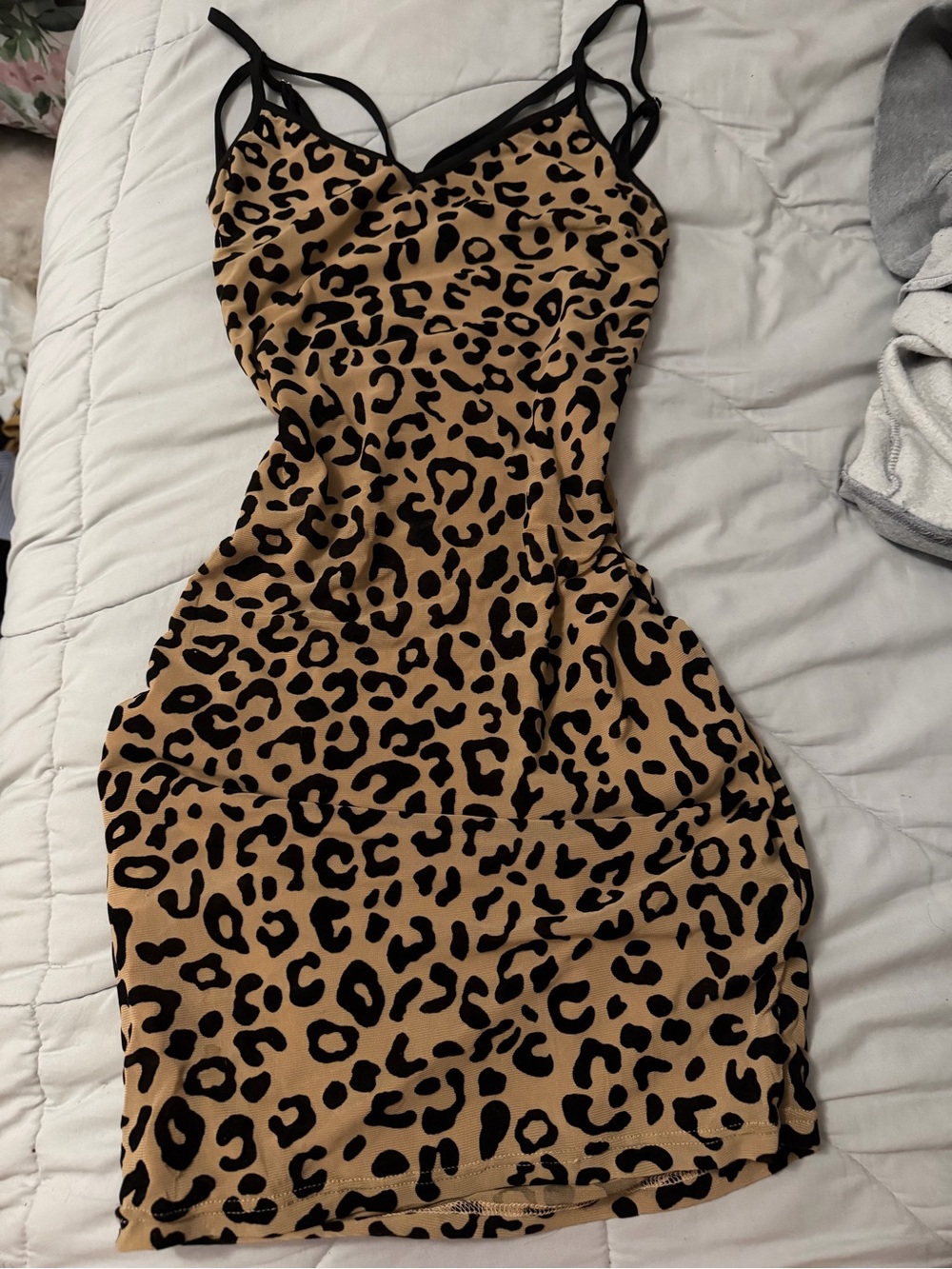 Guess Leopard Print Mini Dress in Tan and Black